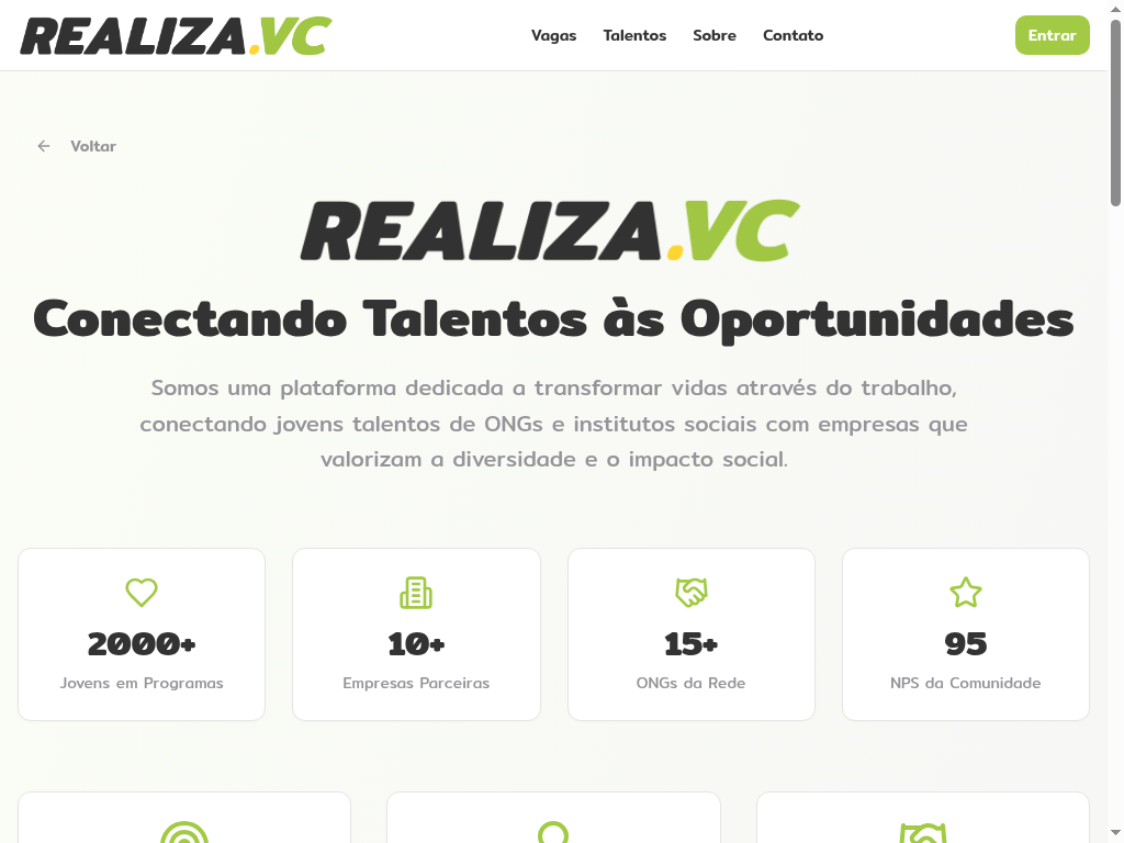 Página Sobre Realiza.vc